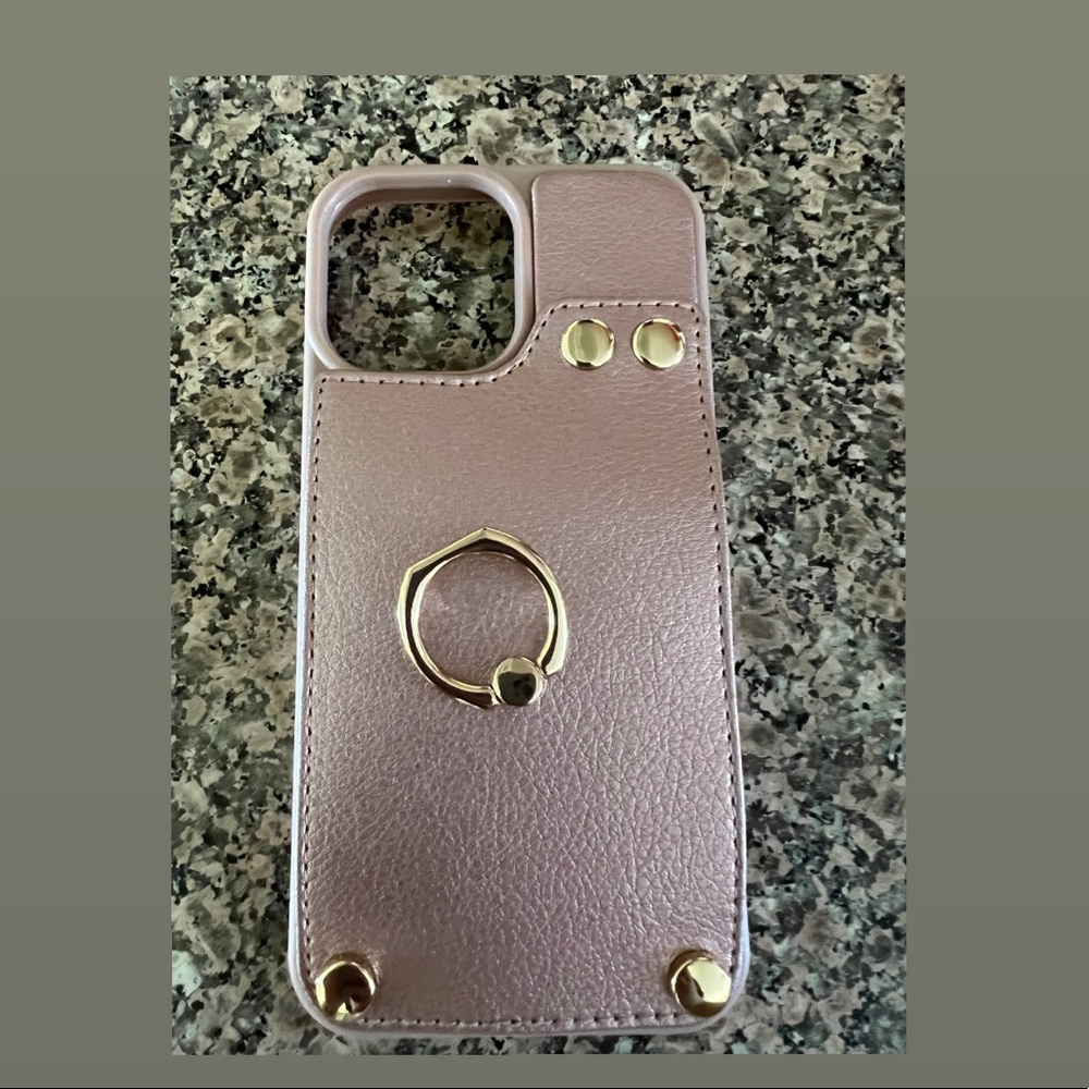 Rose Gold Leather Wallet Phone Case Compatible with iPhone 13 Pro Max